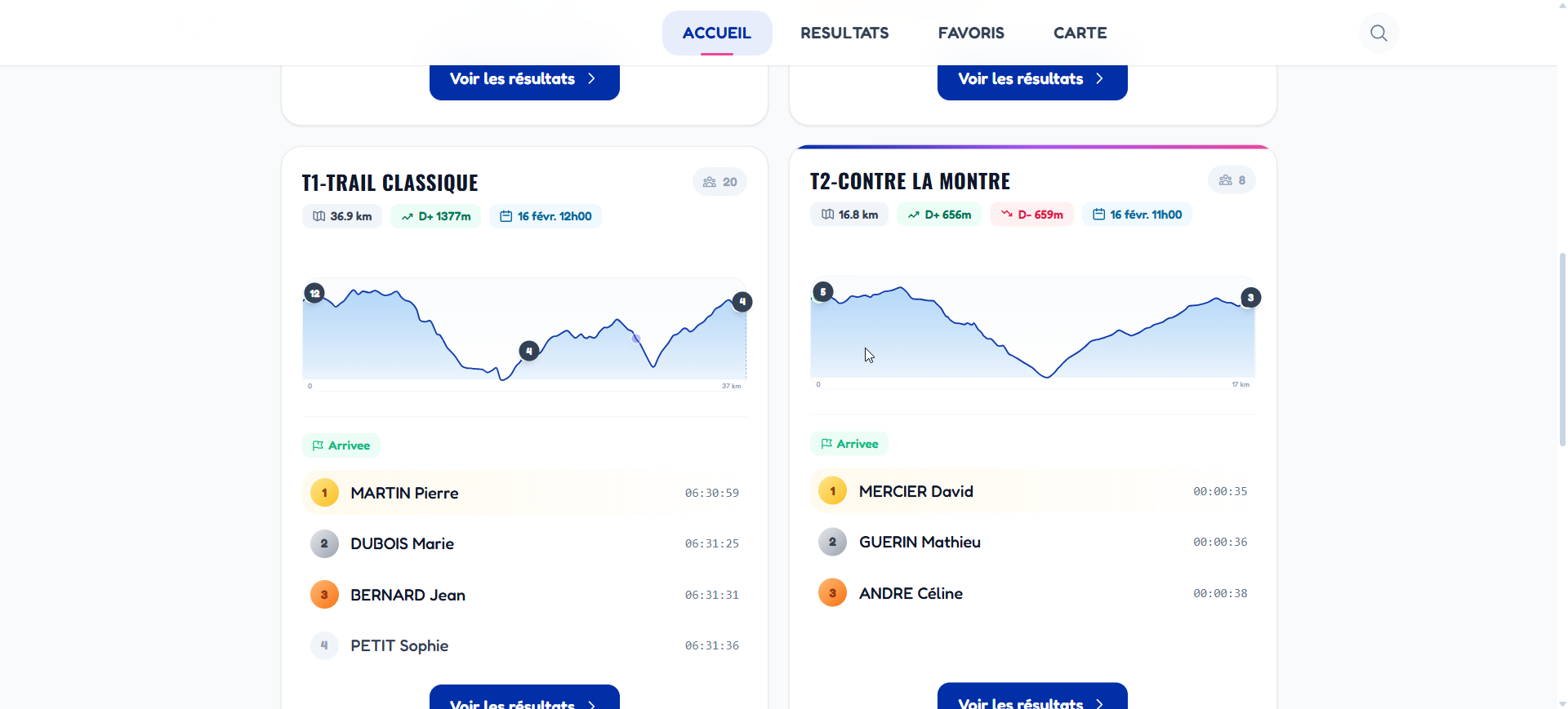 Page d'accueil YetiLive
