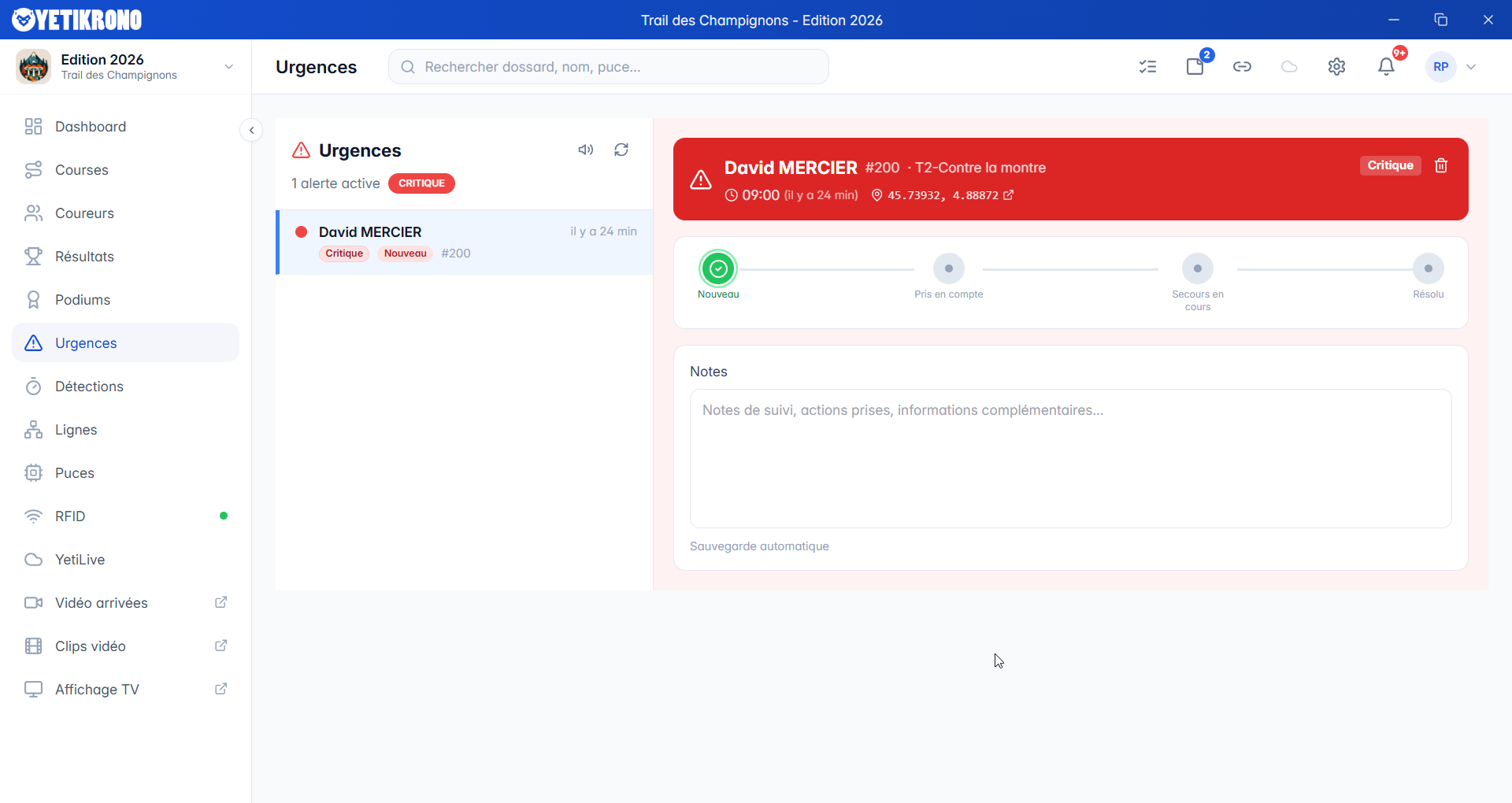 Détail d'une urgence