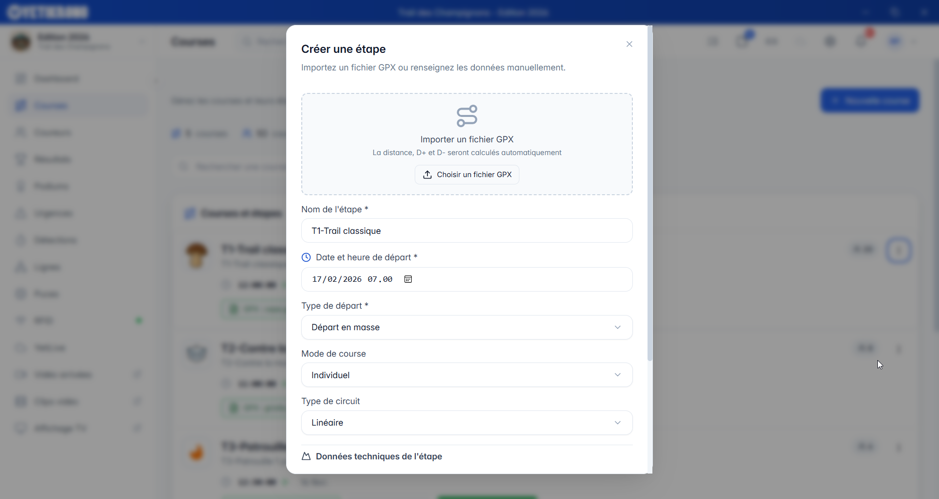 Création d'une étape