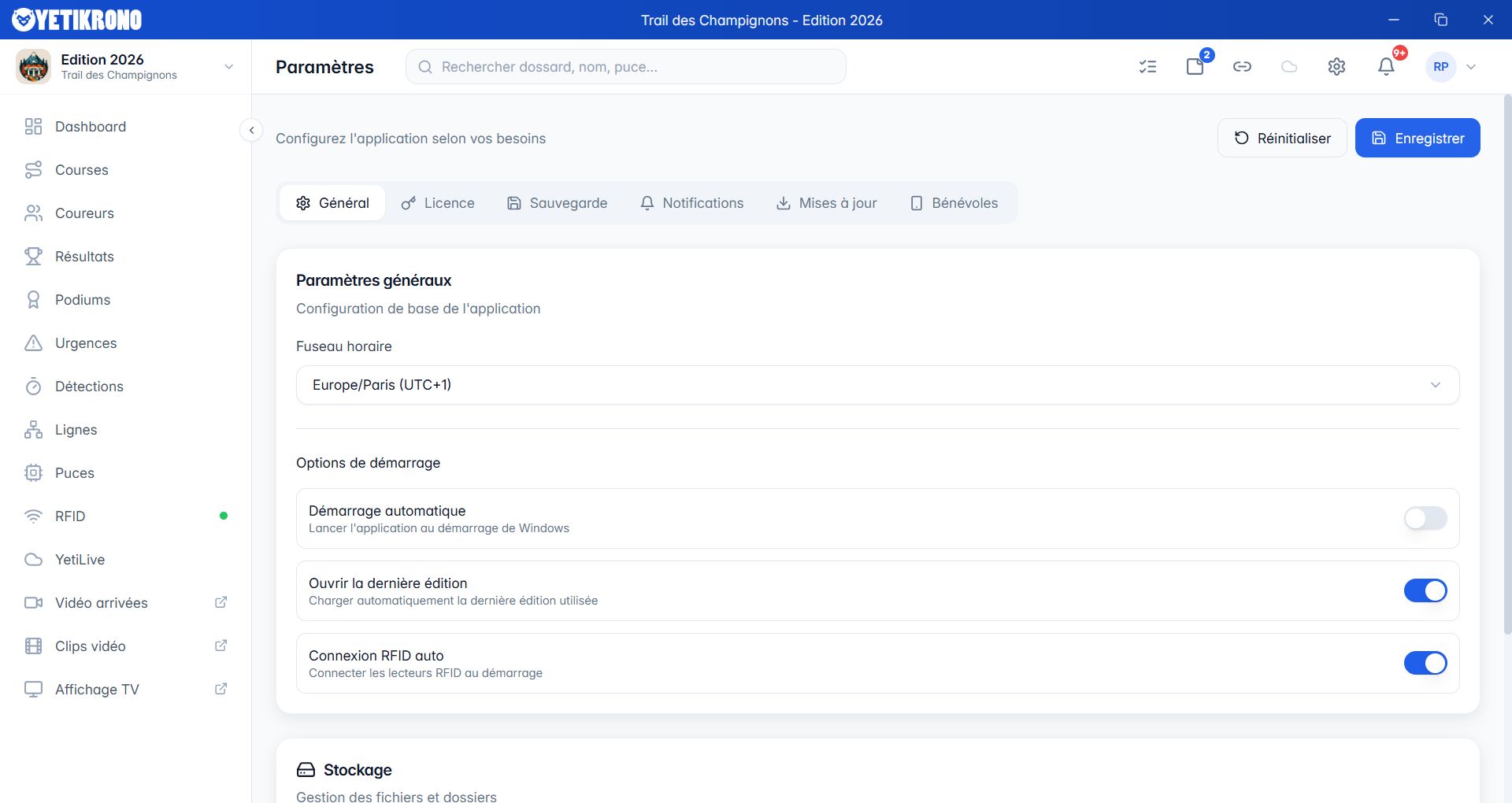 Paramètres généraux