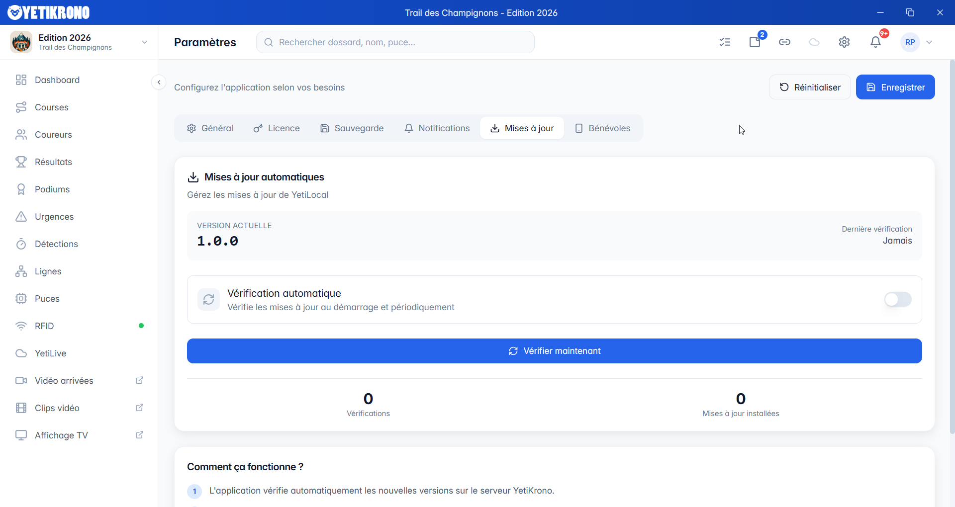 Paramètres de mises à jour