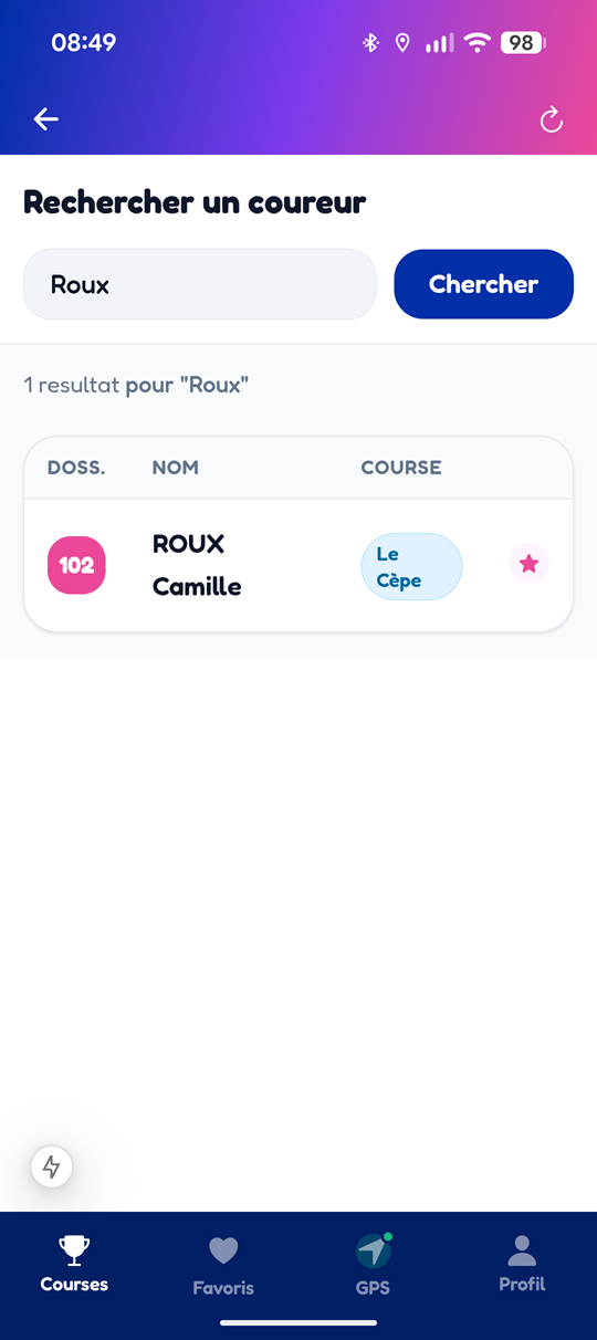 Recherche de coureur