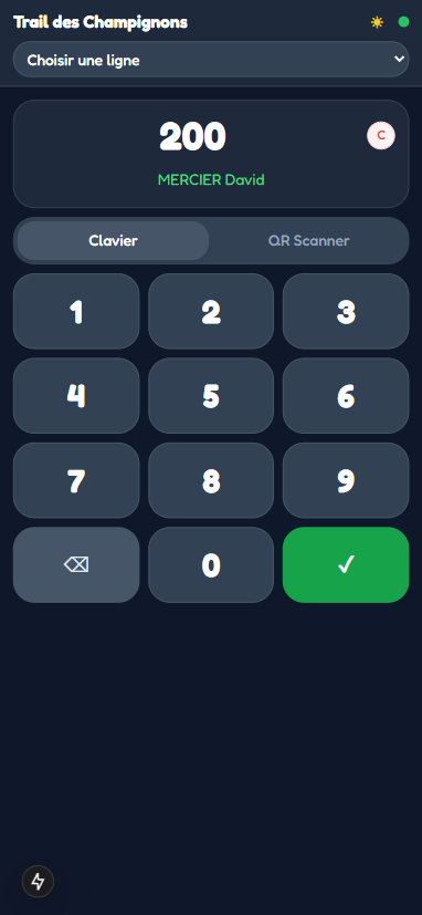 Clavier de saisie avec coureur trouvé